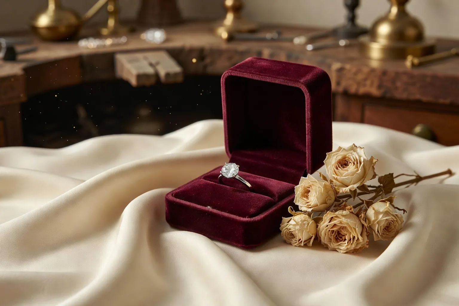 Bague de fiançailles solitaire diamant dans son écrin