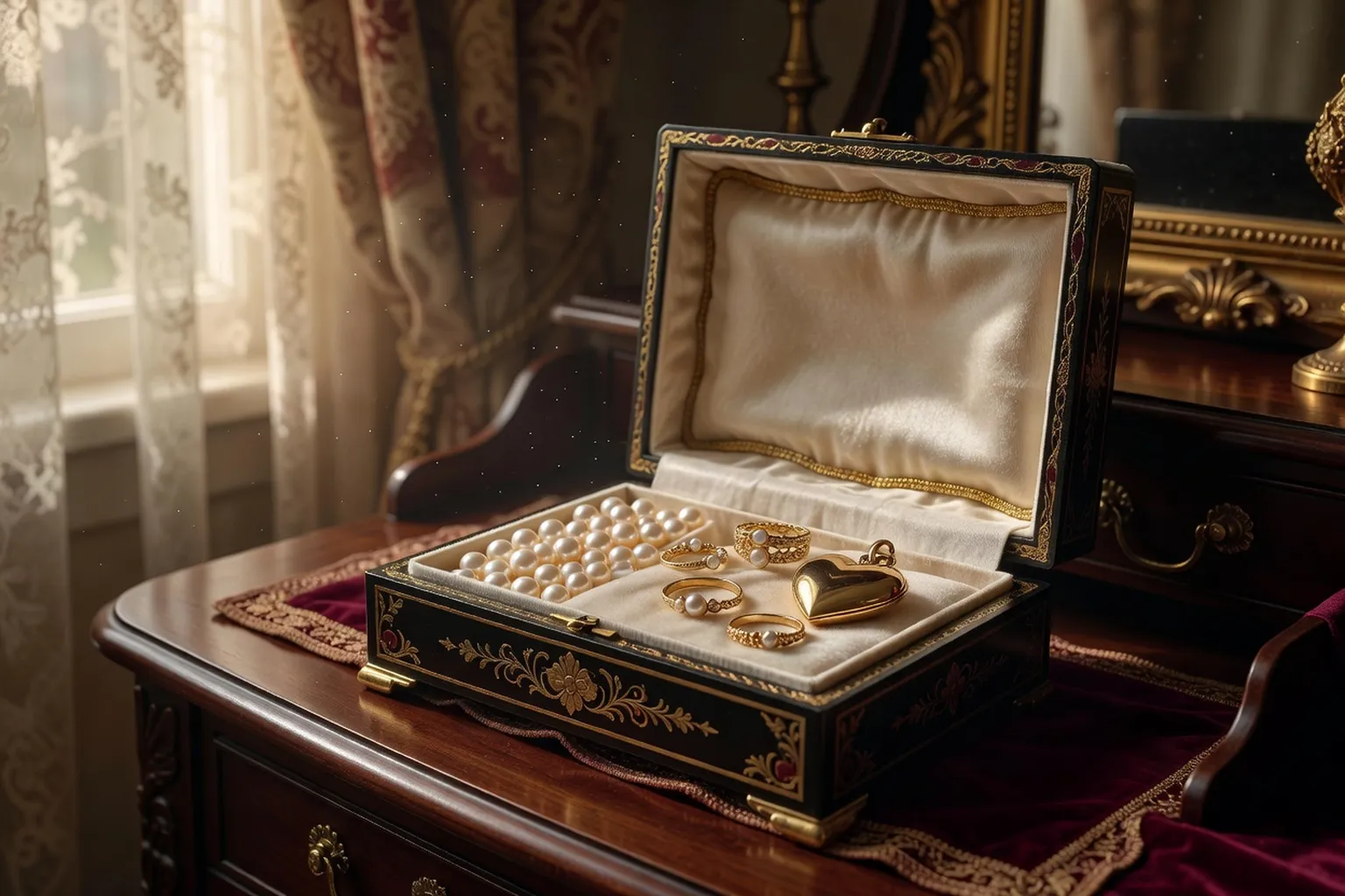 Coffret à bijoux ancien rempli de trésors