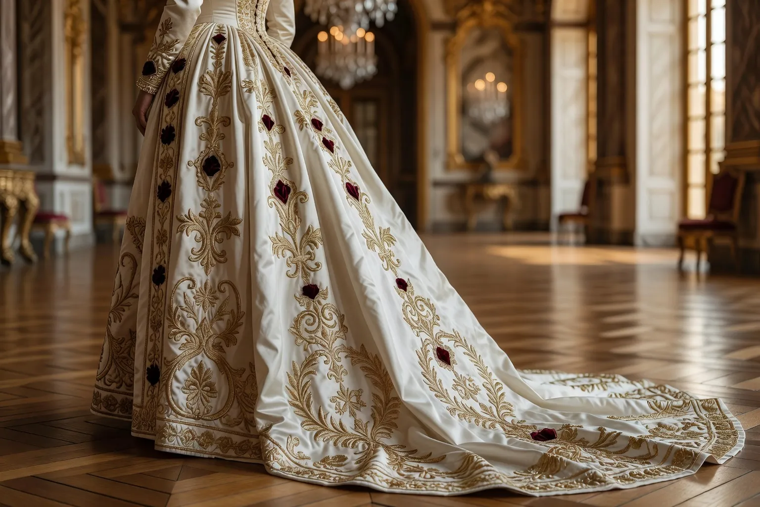 Robe de mariée brodée d'or style impérial