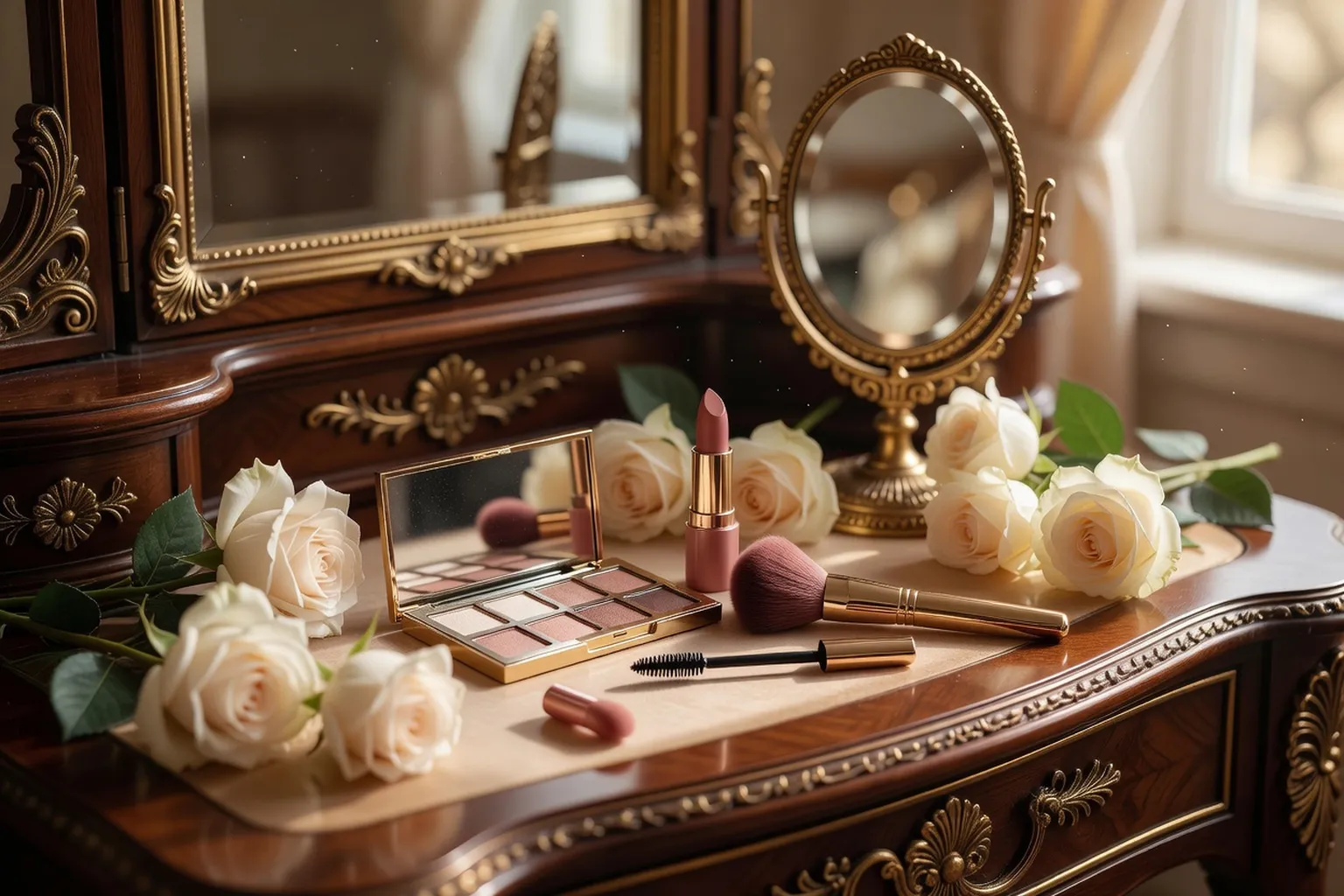 Plateau de maquillage naturel pour mariée