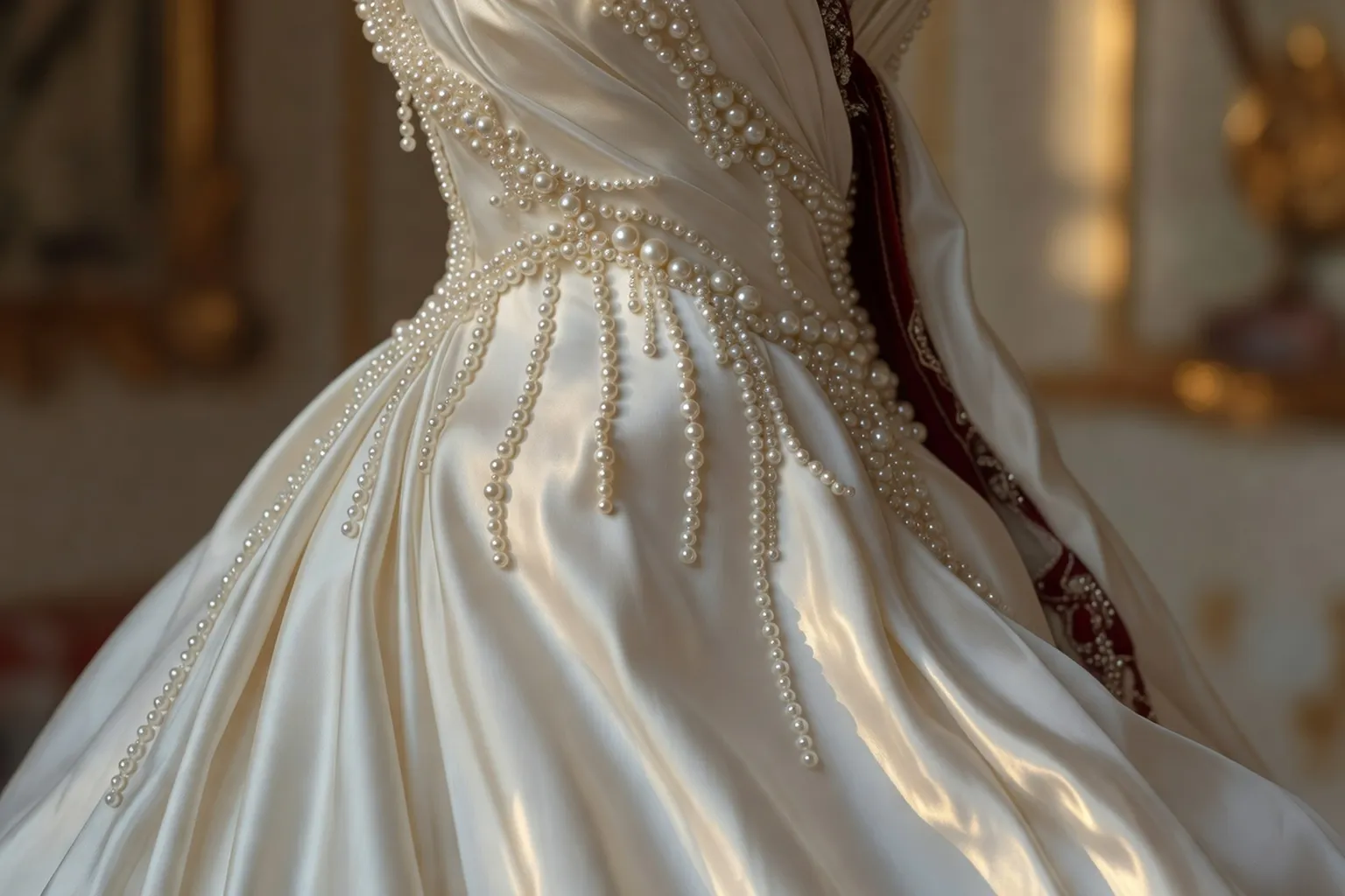 Détail corsage brodé robe de mariée 2026