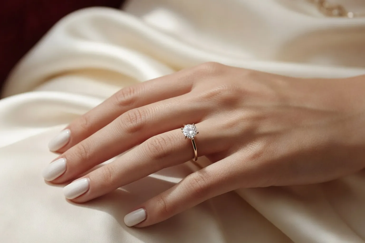 Bague de fiançailles solitaire en or blanc et diamant