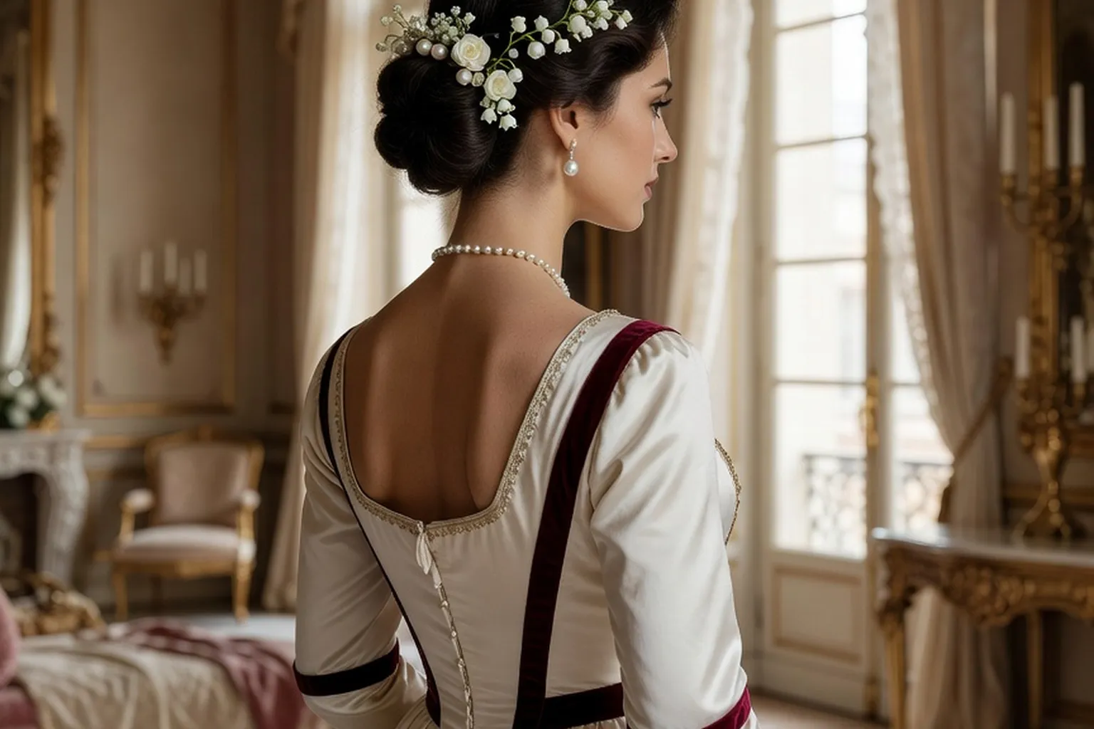 Coiffure de mariée élégante avec fleurs naturelles et voile léger