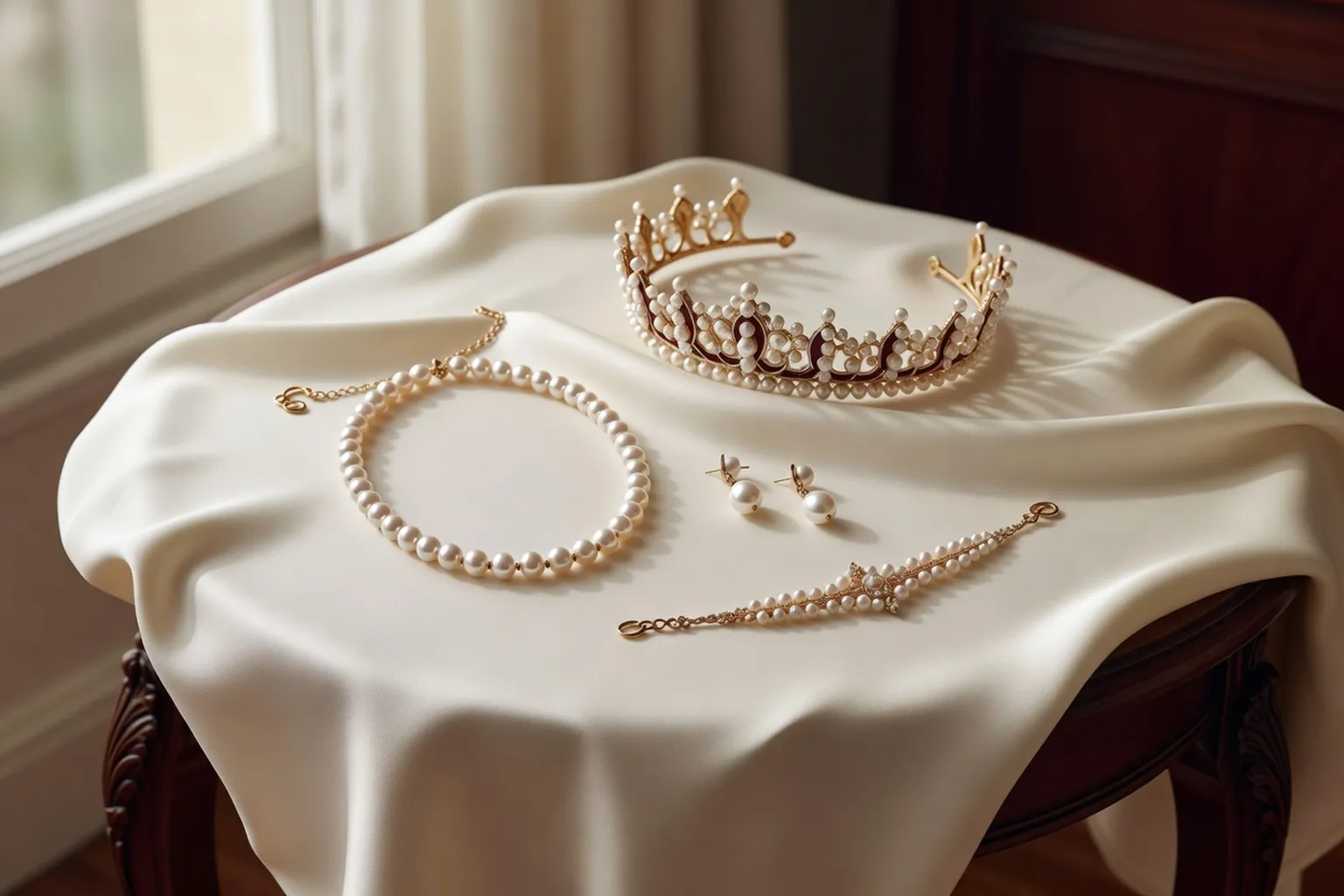 Parure de mariée élégante avec bijoux et accessoires